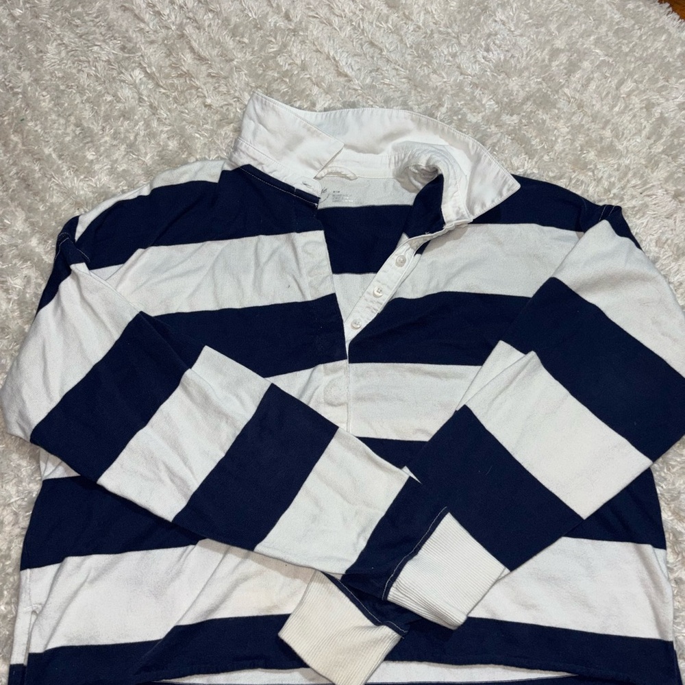 Aerie Navy and White Striped Long Sleeve Top